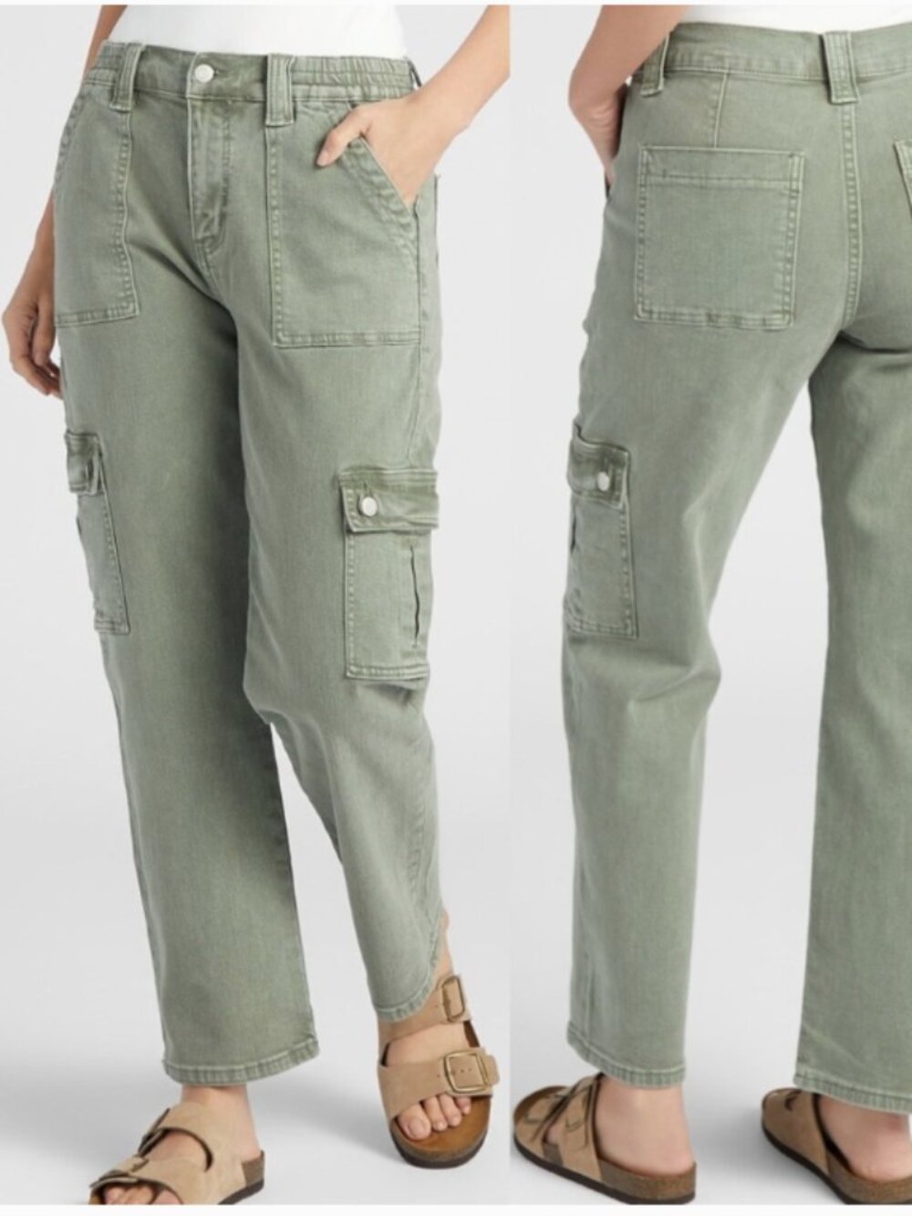 Vervet High Rise Green Cargo Straight Leg Pants Size 28